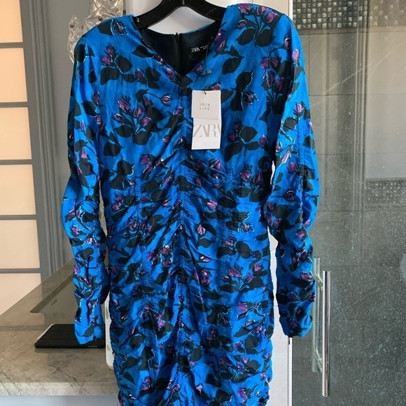 Zara Draped Print Mini Dress - Picture 4 of 12
